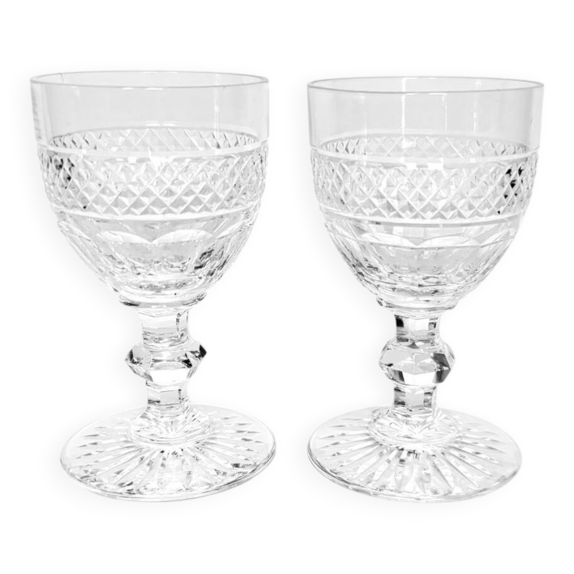 2 crystal Porto glasses by Saint-Louis, Trianon model.