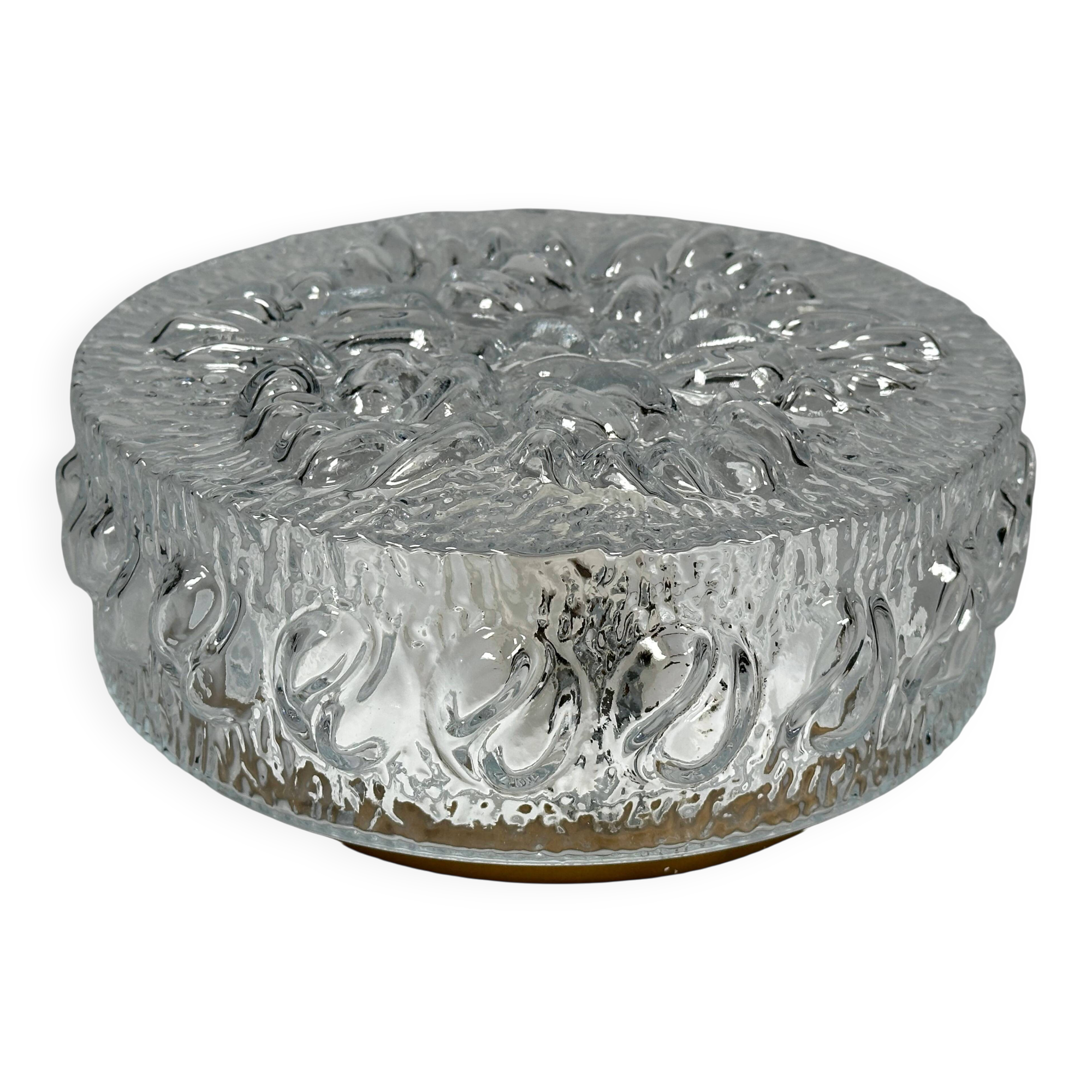 Lampe de plafond des années 1960/1970, montage encastré, verre, métal, design Space Age