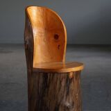 Modern primitive Swedish hand-carved pine stump chair, Wabi Sabi, 1960s