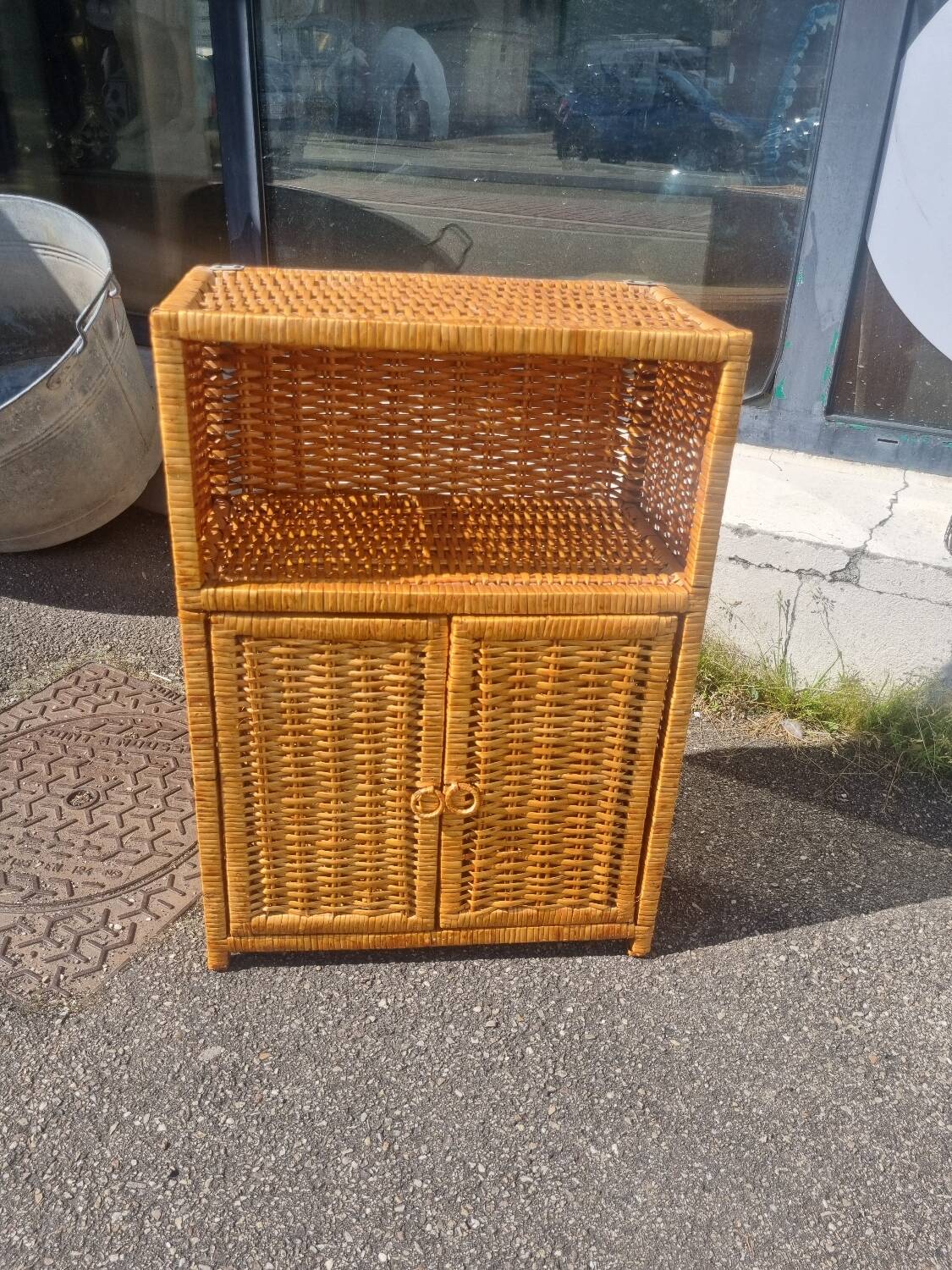 Vintage rattan shelf cabinet furniture