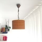 Orange Ceiling lamp vintage 70s made of straw