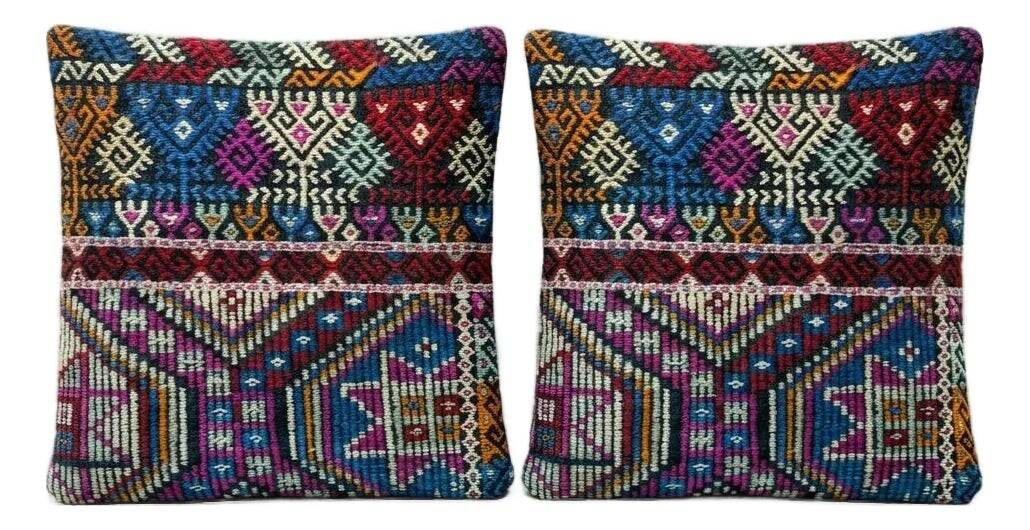 Set of 2 vintage kilim cushion covers 48x51 cm