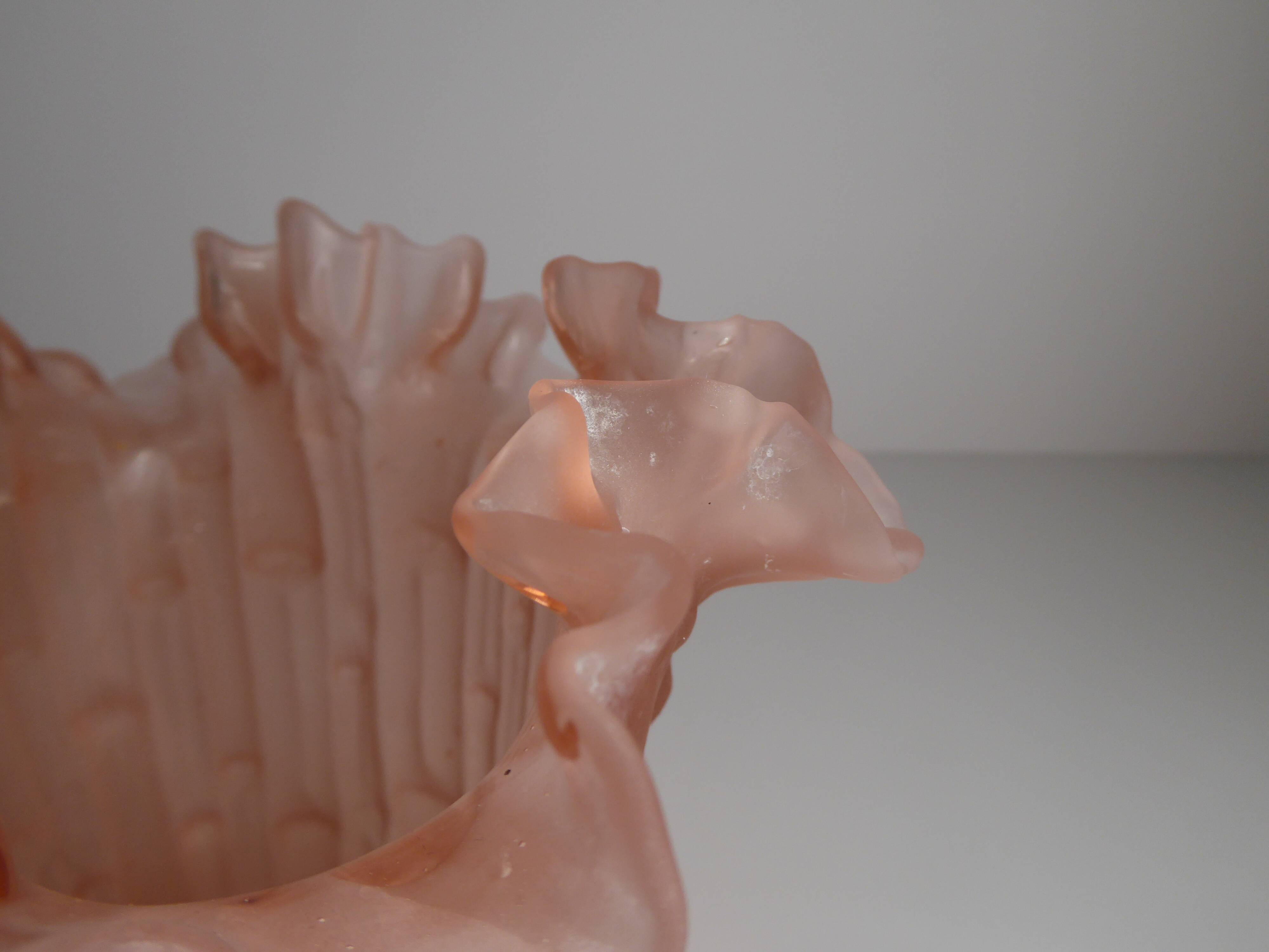 Pink frosted glass vase