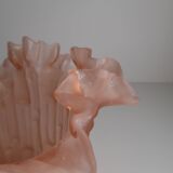 Pink frosted glass vase