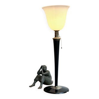 Large art deco Mazda table lamp