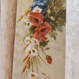Oil painting on canvas "Country spray with poppies" 1910 signed