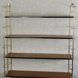 Tomado shelf, wood and gold metal.