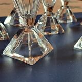 9 crystal d'arques wine glasses pyramid model designer Jacques Durand 80s
