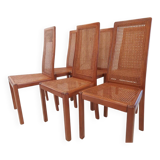 Set of 6 cane chairs, vintage Italian design, 1970s
