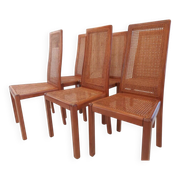 Set of 6 cane chairs, vintage Italian design, 1970s