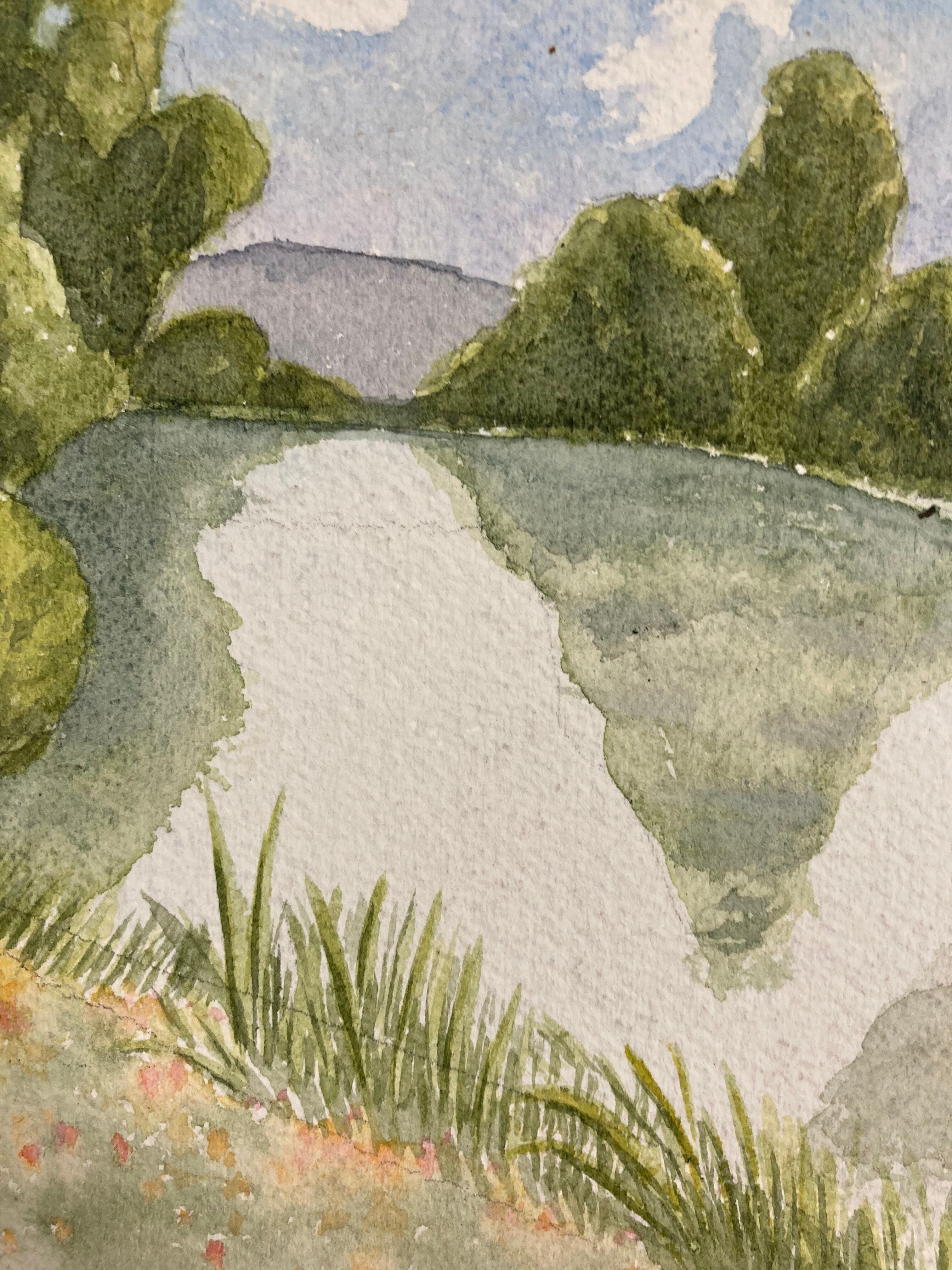 Vintage landscape watercolor