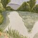 Vintage landscape watercolor