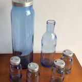 Lot de bouteilles verre bleu lagon