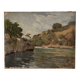 Old oil painting on canvas landscape signed Mouthon 19th century