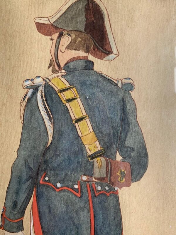 Gendarme à cheval , aquarelle, XXème siècle