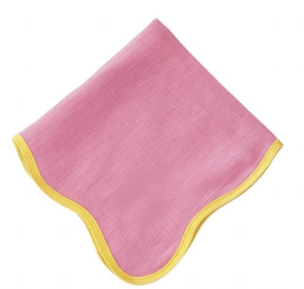 Serviette rose et jaune
