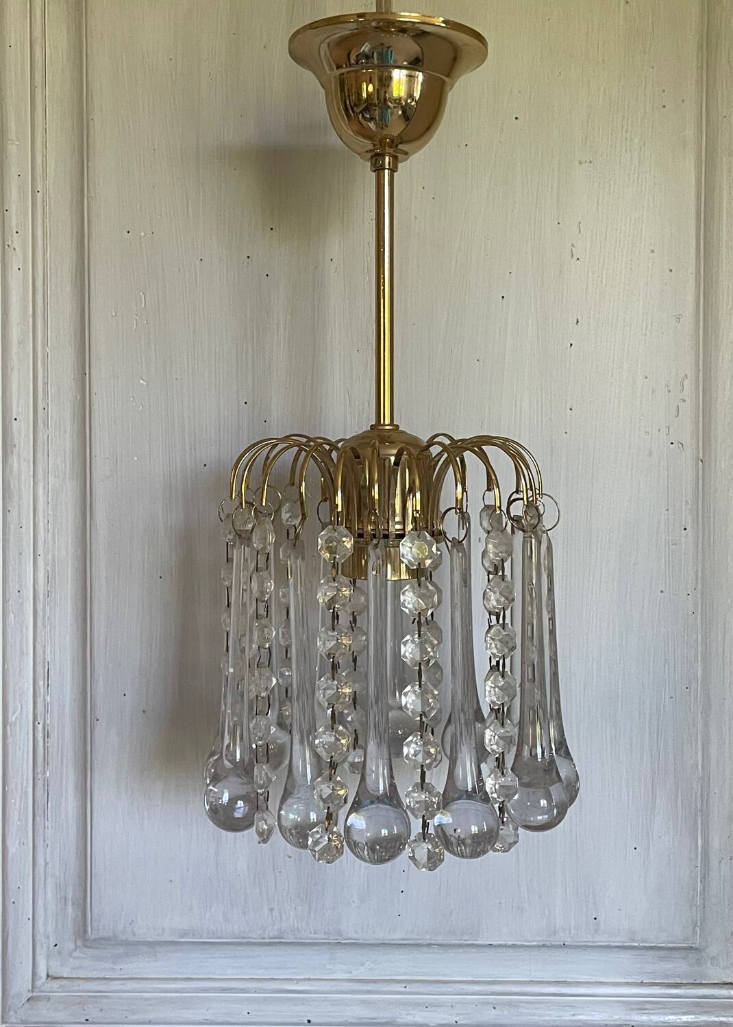 Murano glass and gold metal pendant light