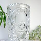 Vintage crystal vase with chiseled pattern