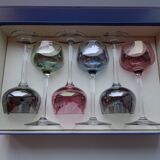 6 colored semi-crystal wine glasses Vannes le Châtel in a box