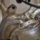 Rococo / Louis XVI brass tripod floor lamp, gilded