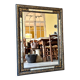 Rectangular Napoleon III mirror in moulded black and gold wood with engraved mirror decoration.