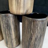 Six terracotta glasses, matt and glazed