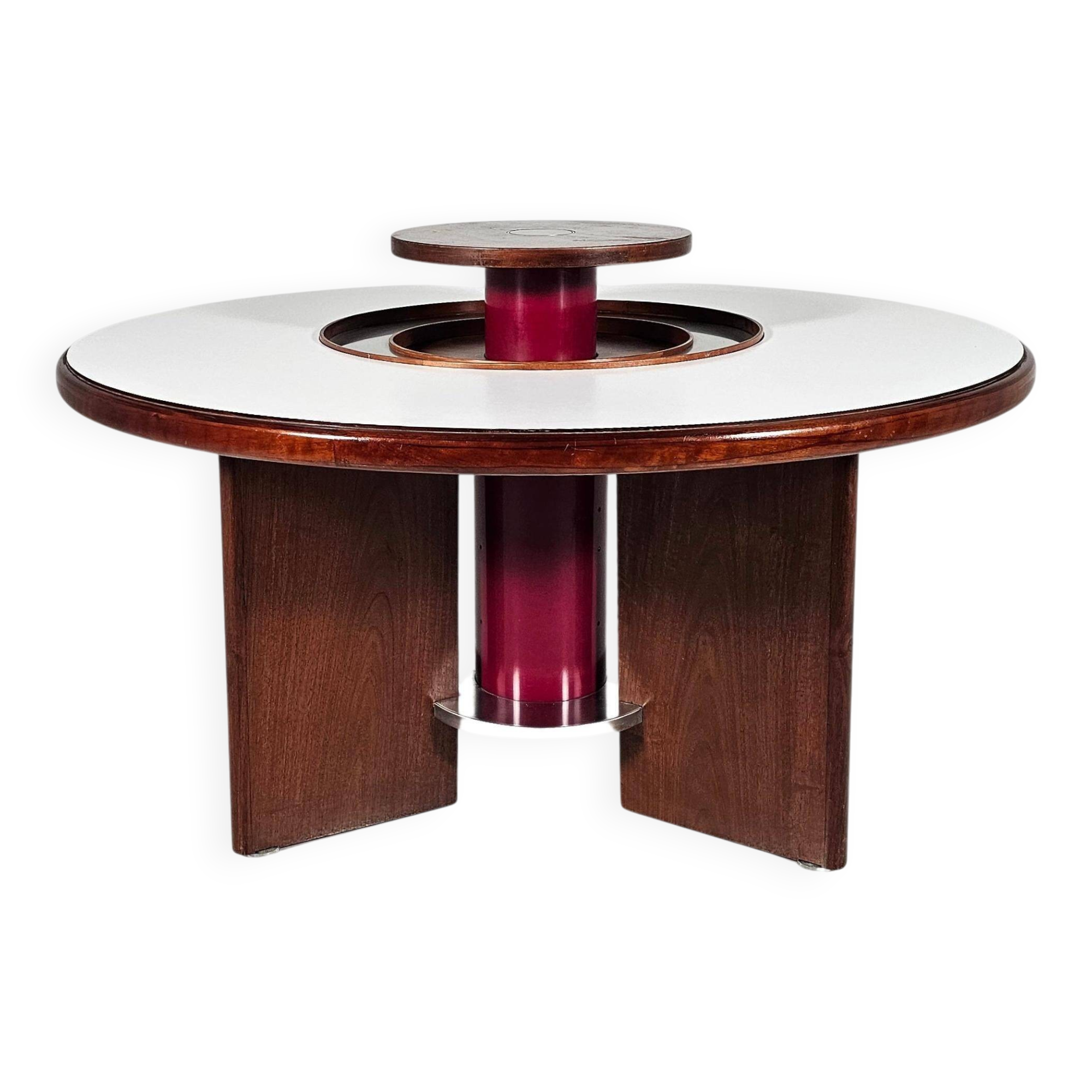 Dining table in walnut, laminate and steel by Silvio Coppola for Bernini, Italy.