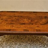 Italian wooden coffee table with marquetry inlaid top