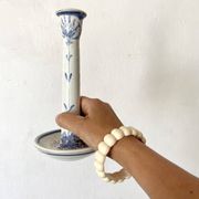 Ceramic candle holder with floral decoration, Brittany