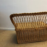 Vintage rattan wicker chest bench