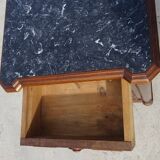 Nightstand with false drawers in walnut and marble, Louis Philippe