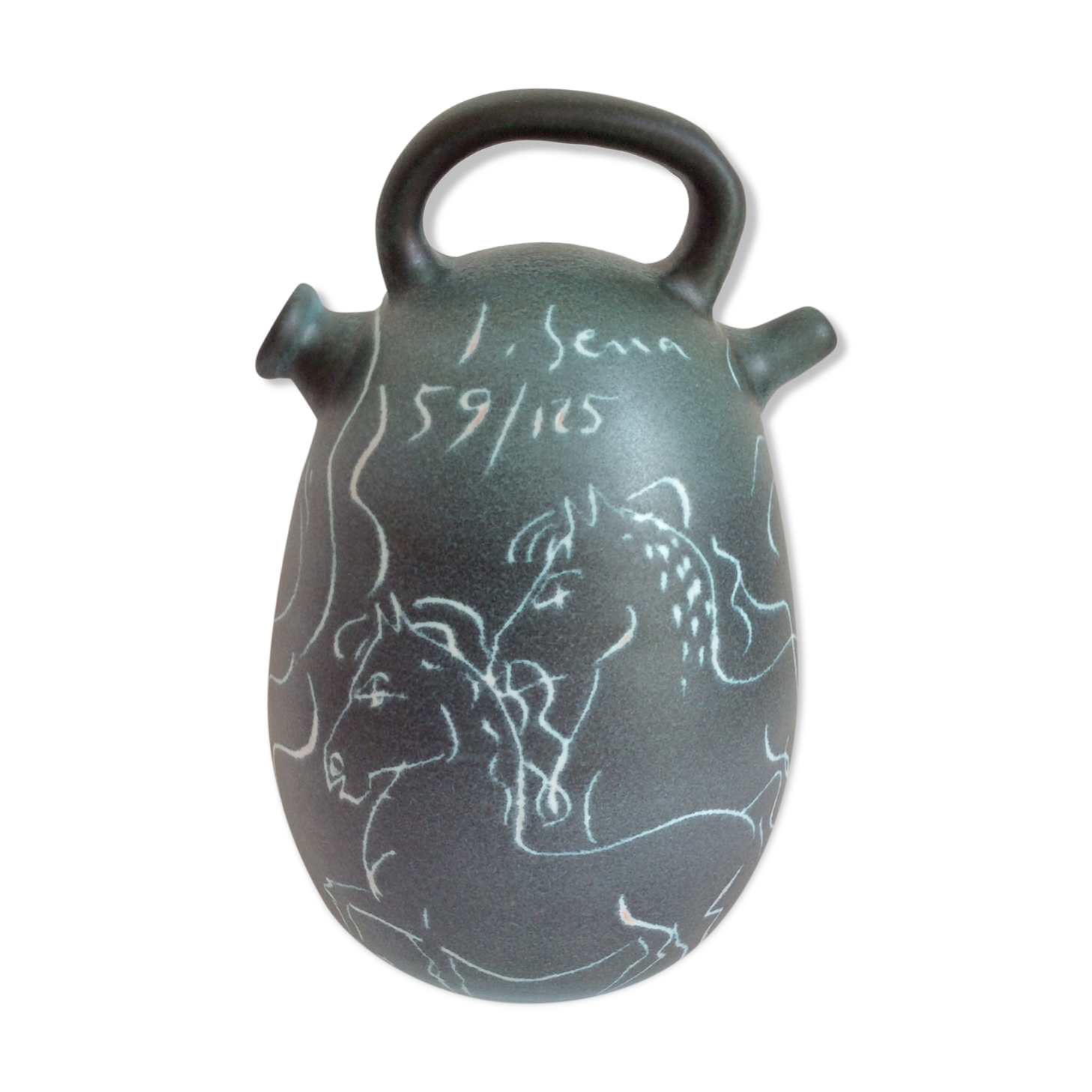 Ceramic jug by J. Serra, Spain 70s