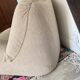 Chauffeuse vintage retapissée tissu bouclé