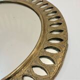 Round Moroccan mirror in openwork chiseled brass - vintage mirror 32 cm