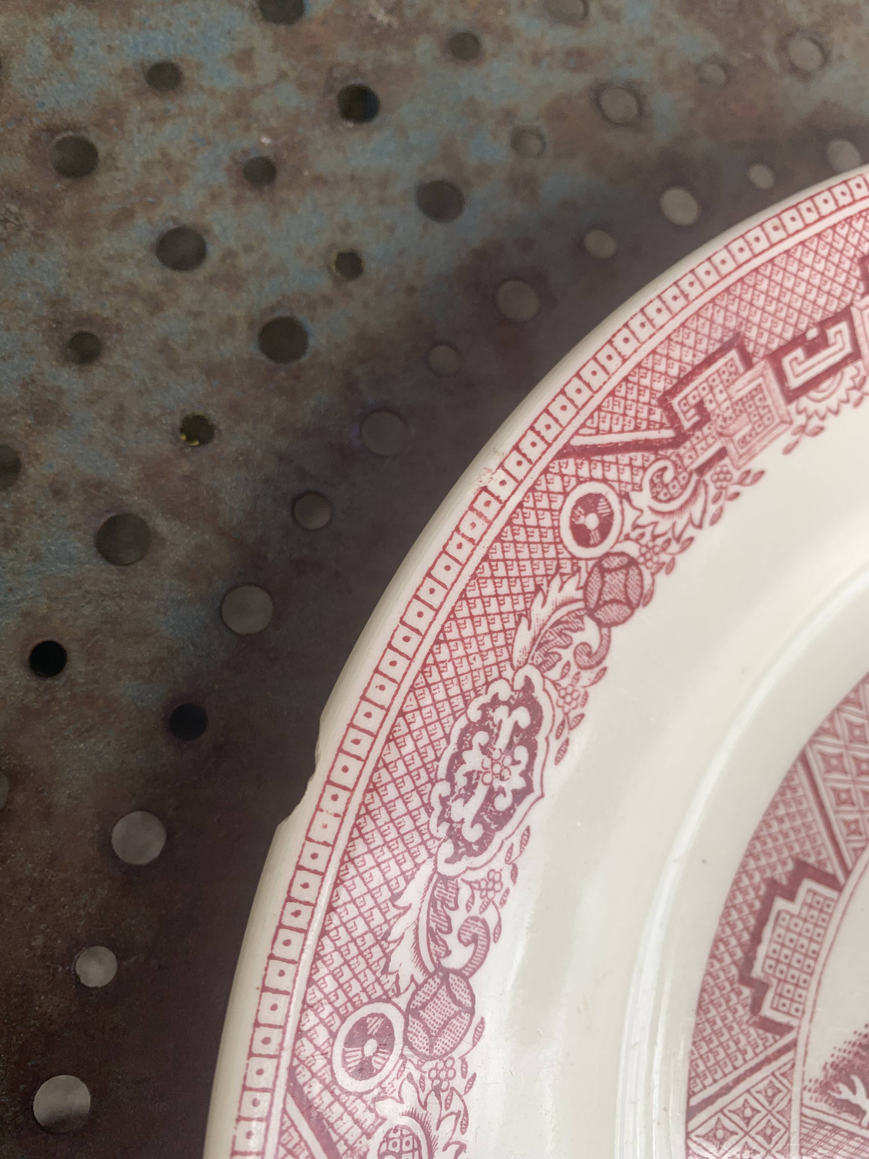 Iron earth cake dish, willow, hamage moulin des loups, north, old