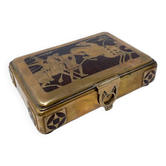 Brass and Exotic Wood Playing Card Box