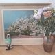 Vintage still life painting with daisies
