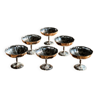 Set of 6 metal ice cream cups on flower-shaped feet