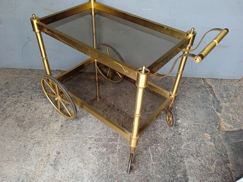 Serving rolling table golden aluminum ep 1970 vintage
