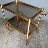 Serving rolling table golden aluminum ep 1970 vintage