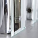 Pair of vintage 1960s metal and glass wall lamps, Italian design