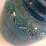 Blue / vintage ceramic ball vase 70s