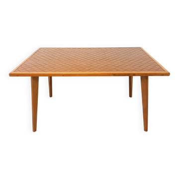 Table à manger rectangulaire en bois et céramique des années 50 60