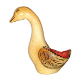 Old saltron painted in ceramic in the shape of a swan