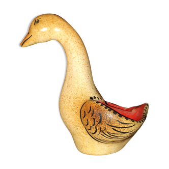 Old saltron painted in ceramic in the shape of a swan