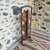 Foldable vintage exotic wood side shelf