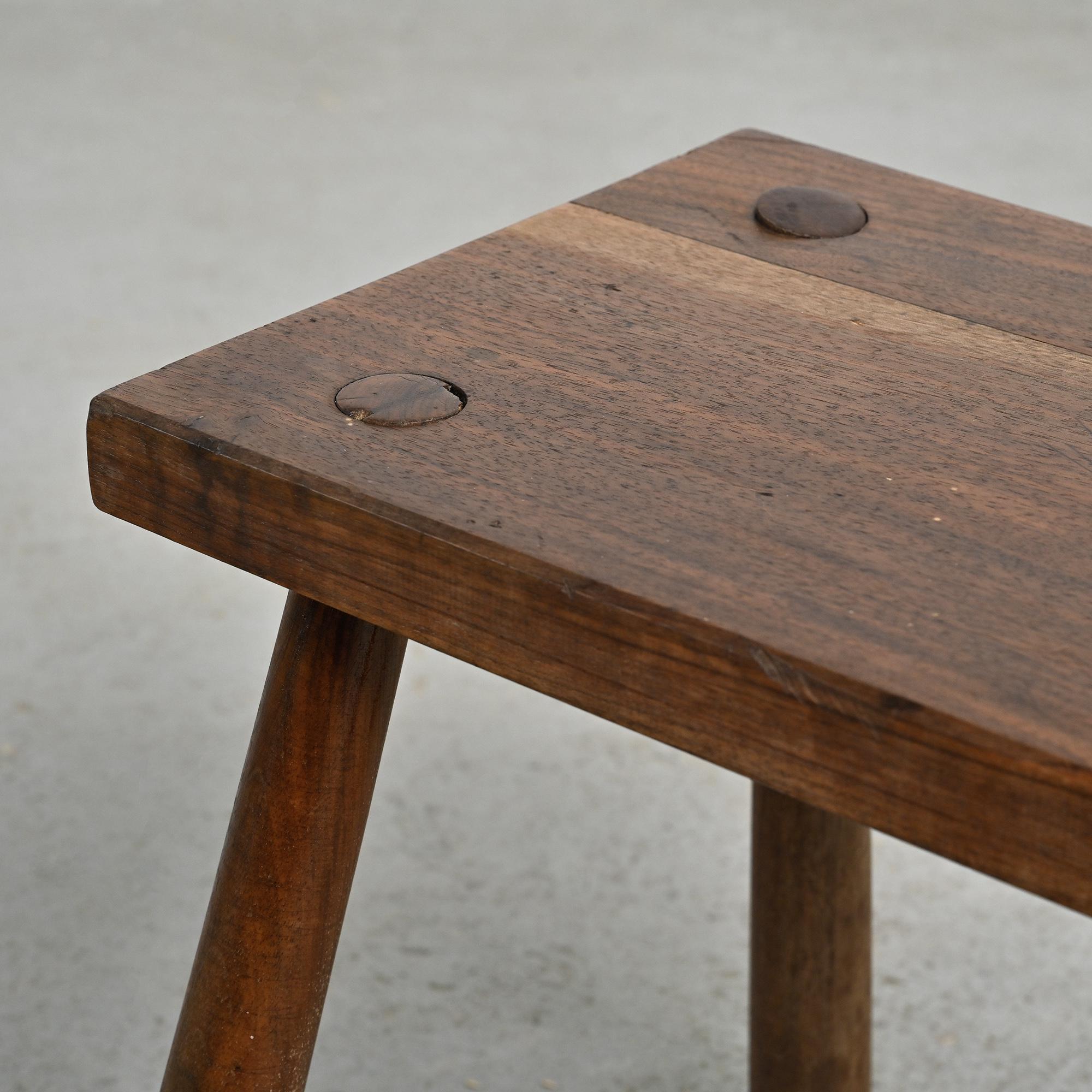 Mountain stool in solid wood, France, circa 1960