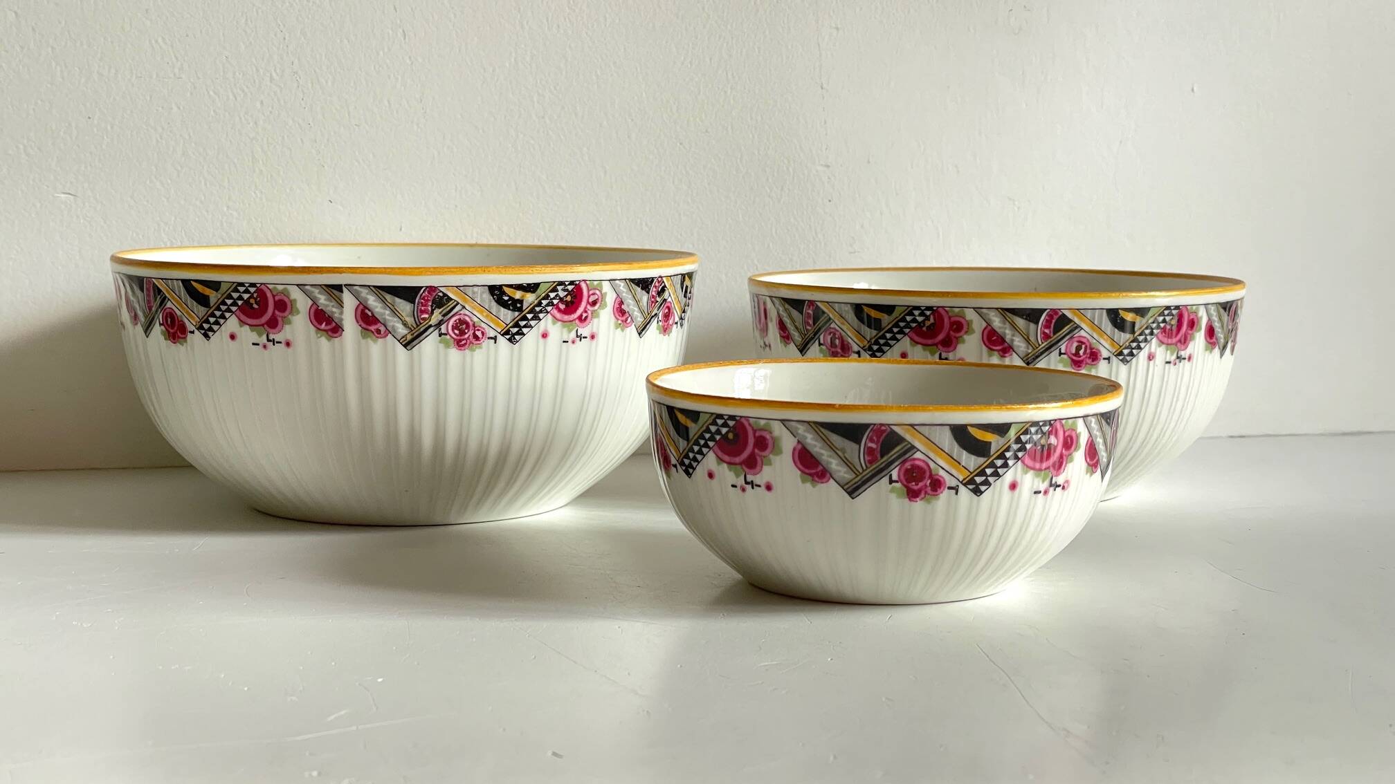 SALAD BOWLS Porcelain MEHUN Art Deco Decor