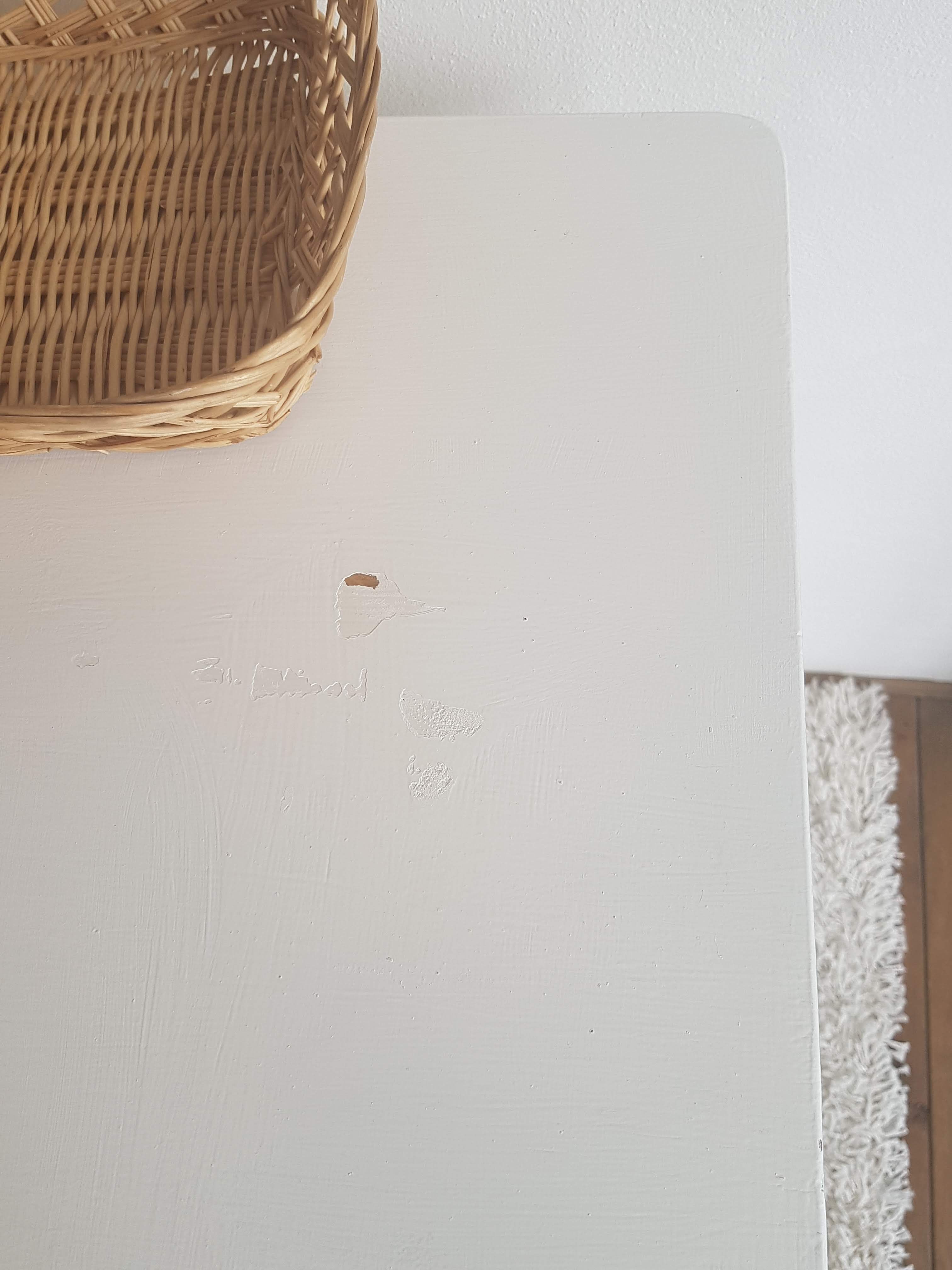 White desk with compass feet circa 1960