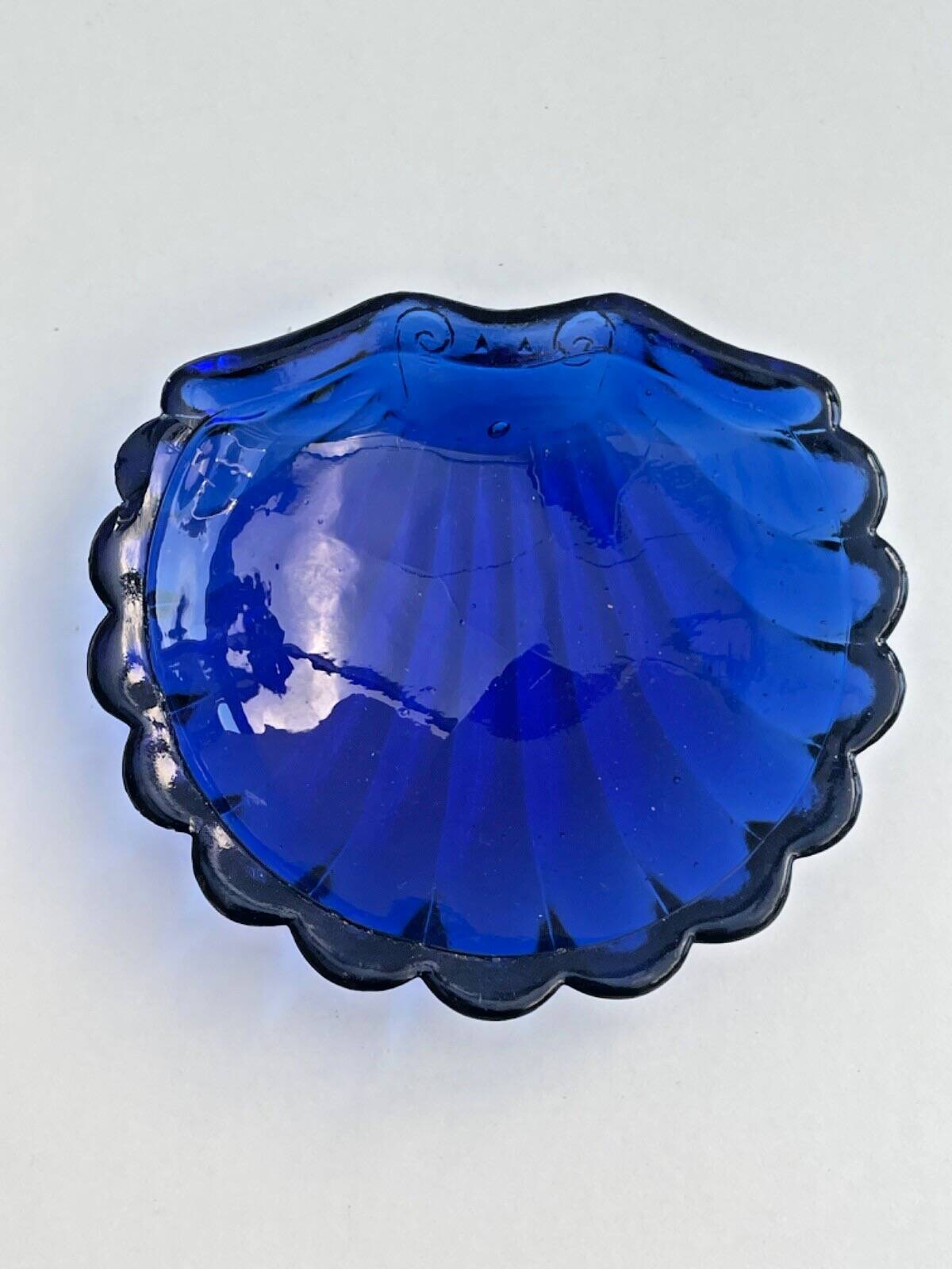 Vintage butter dish with silver-plated metal shell and cobalt blue glass without knife